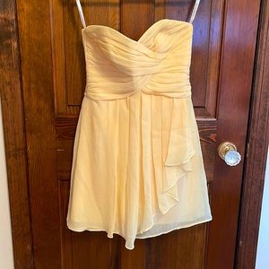 David’s bridal yellow strapless bridesmaid dress